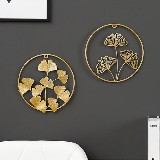 Elegant Gold Metal Wall Art – Nature-Inspired Modern Decor