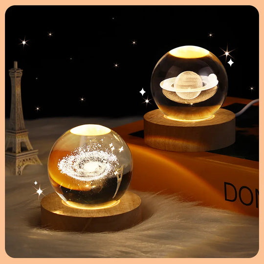 Luminous Crystal Galaxy Night Light – Elegant Moon & Nebula Projection Lamp